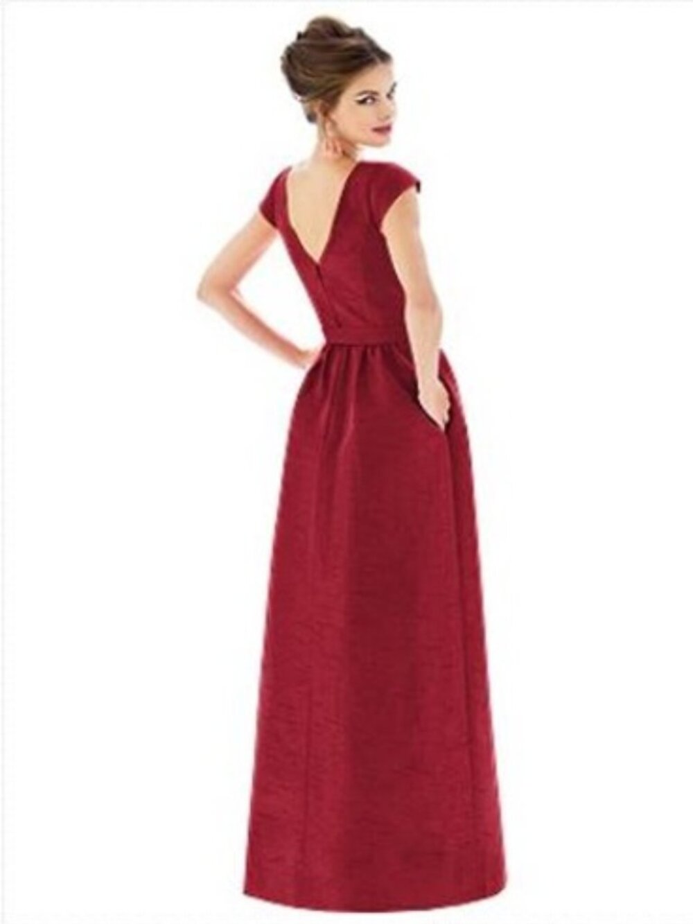 Alfred Sung 569....Cap Sleeve V-Back Maxi Dress with Pockets...Barcelona...Sz 8 - Picture 2 of 3